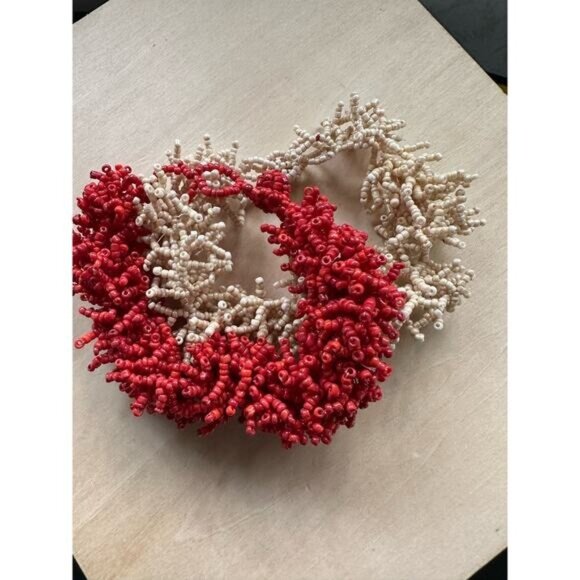 Nautical Coral-Inspired Beaded Bracelets Design Red & Cream Handmade - Picture 1 of 10